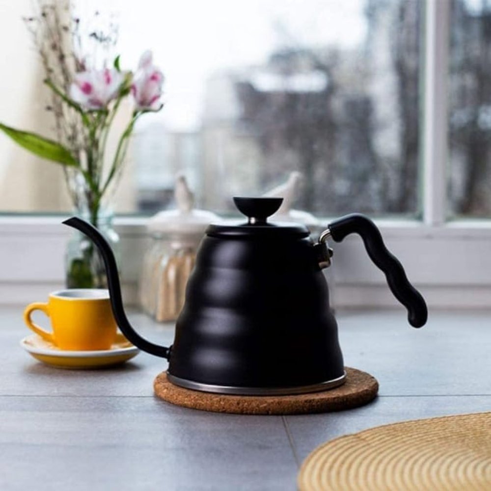 Hario V60 "Buono" Gooseneck Coffee Kettle, 1.2L, Stainless Steel, Matte Black
